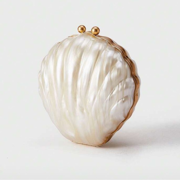 Luxe Rare Shell Clutch in Shimmering Cream - Picture 2 of 6